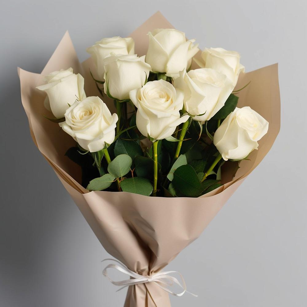 Букет 9 Белых роз Эдлесс Лав в Солигаличе