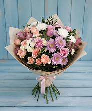 Букет цветов из:  Хризантемы, Розы и Альстромерии в Солигаличе