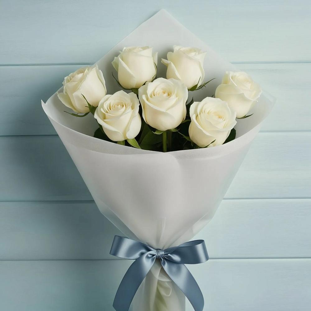 Букет 7 Белых роз Эдлесс Лав в Солигаличе